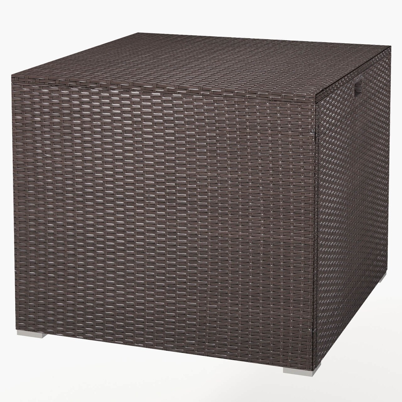 Mix Brown Rattan Patio Storage Deck Box with Metal Frame and 72-Gallon Storage